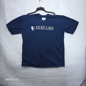 Duke Law T Shirt Mens XXL Navy Blue Cotton Exchange Made in USA Blue Devils Logo